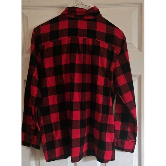 Wonder Nation Boys Large 10-12 Husky Plaid Flannel Shirt Red Black Button Down - Picture 4 of 8